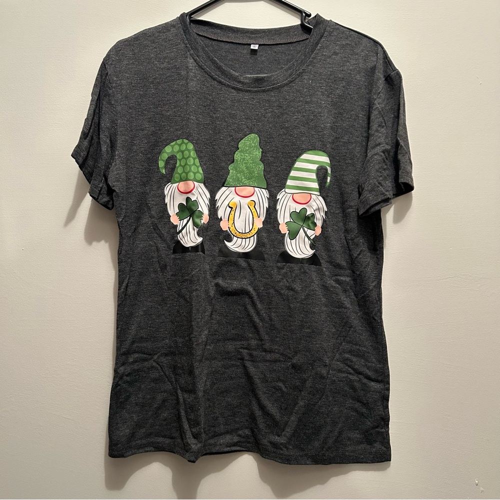 Gray T-Shirt with Gnome Print